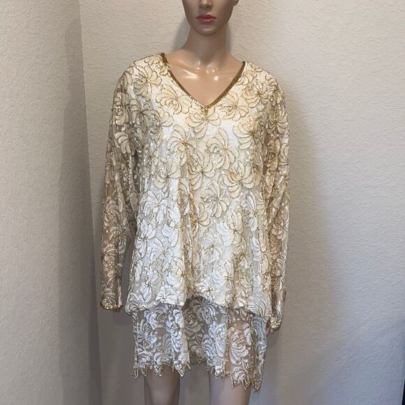 Vintage Judith Ann Plus sequins and beaded top/mini dress - Picture 1 of 11